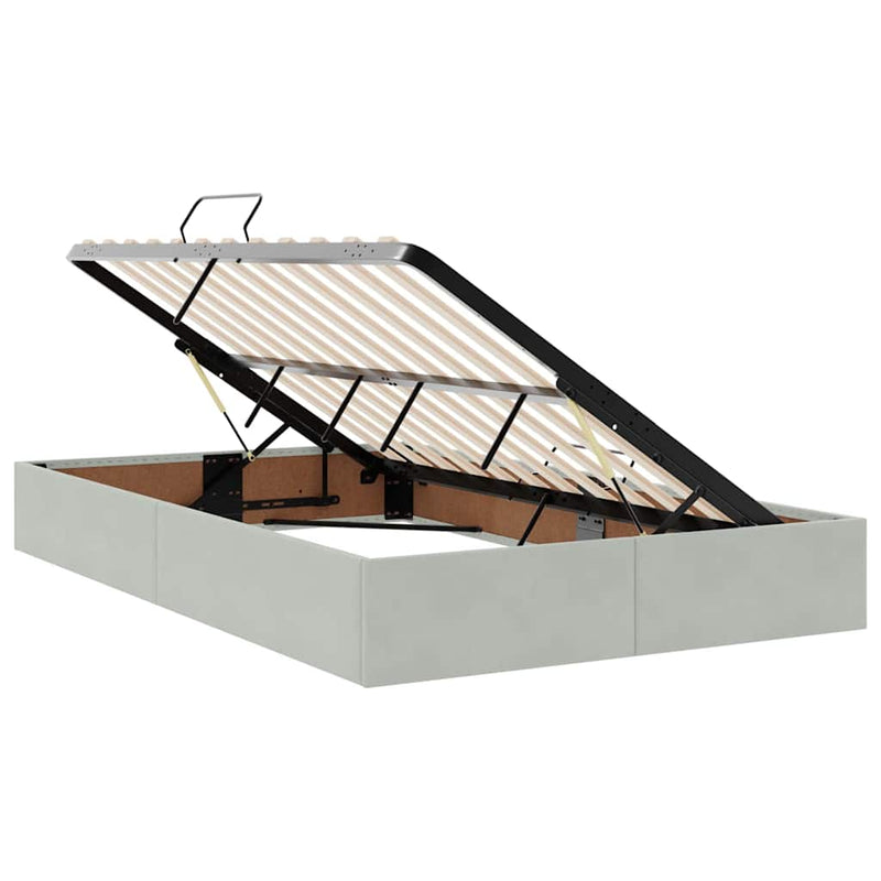 Pat cu storage cu headboard Gri deschis 120 x 200 cm Catifea