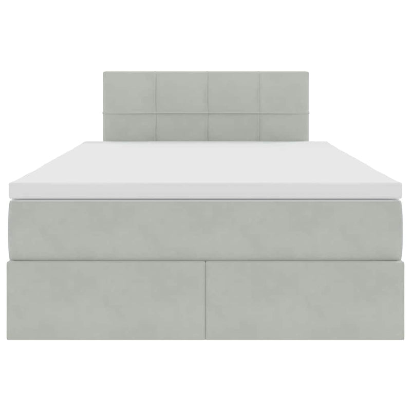 Pat cu storage cu headboard Gri deschis 120 x 200 cm Catifea