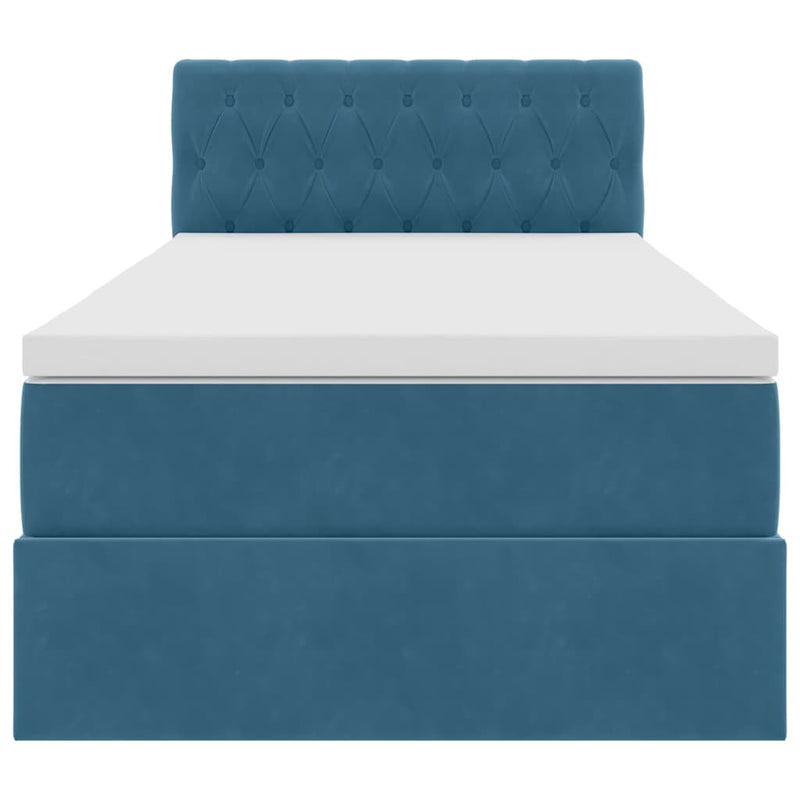 Pat cu storage cu headboard Albastru închis 90 x 190 cm Catifea