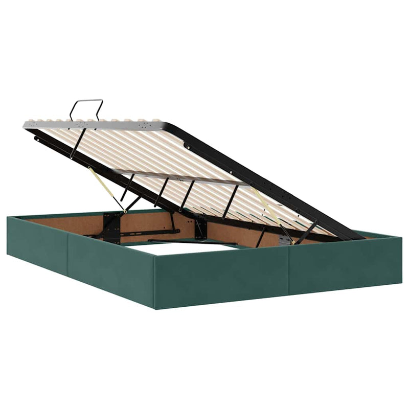 Pat cu storage cu headboard Verde închis 140 x 200 cm Catifea