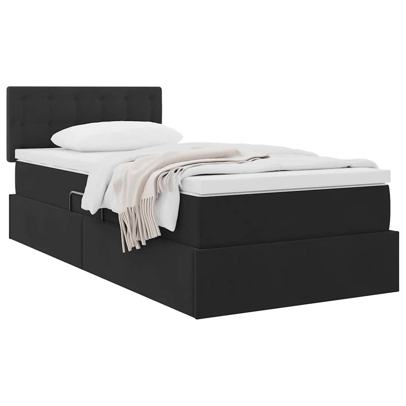 Pat cu storage cu headboard Negru 90 x 200 cm Catifea