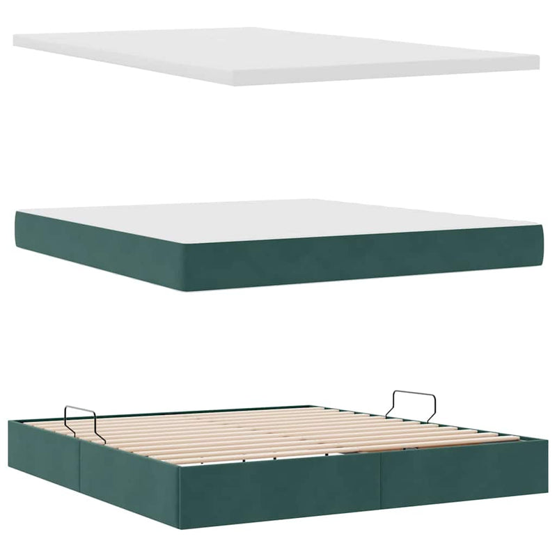 Pat cu storage cu headboard Verde închis 180 x 200 cm Catifea