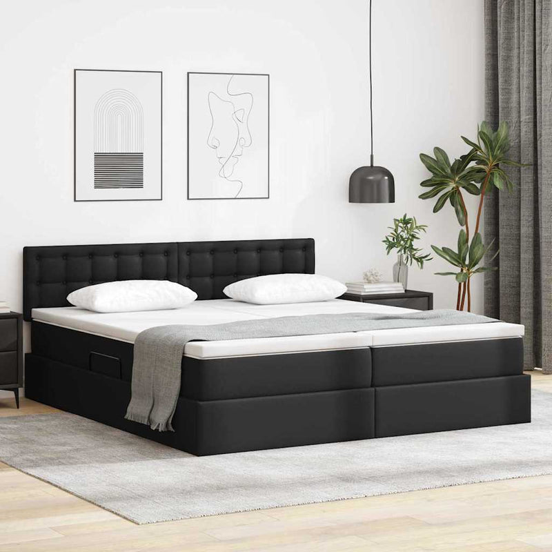 Pat cu storage Negru 180 x 200 cm Piele artificială