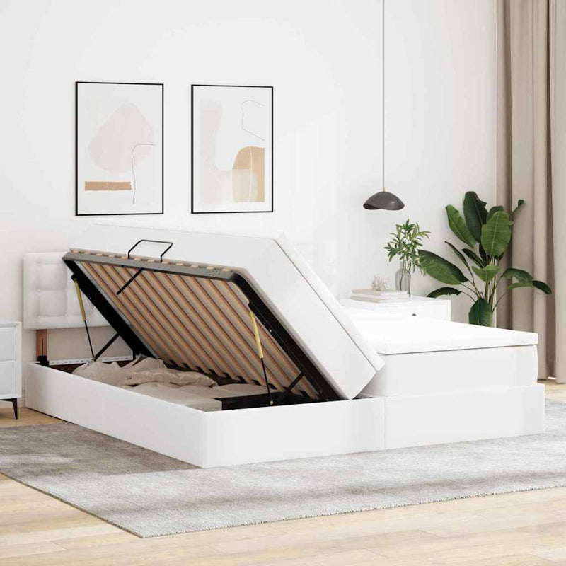 Pat cu storage Alb pur 180 x 200 cm Piele artificială