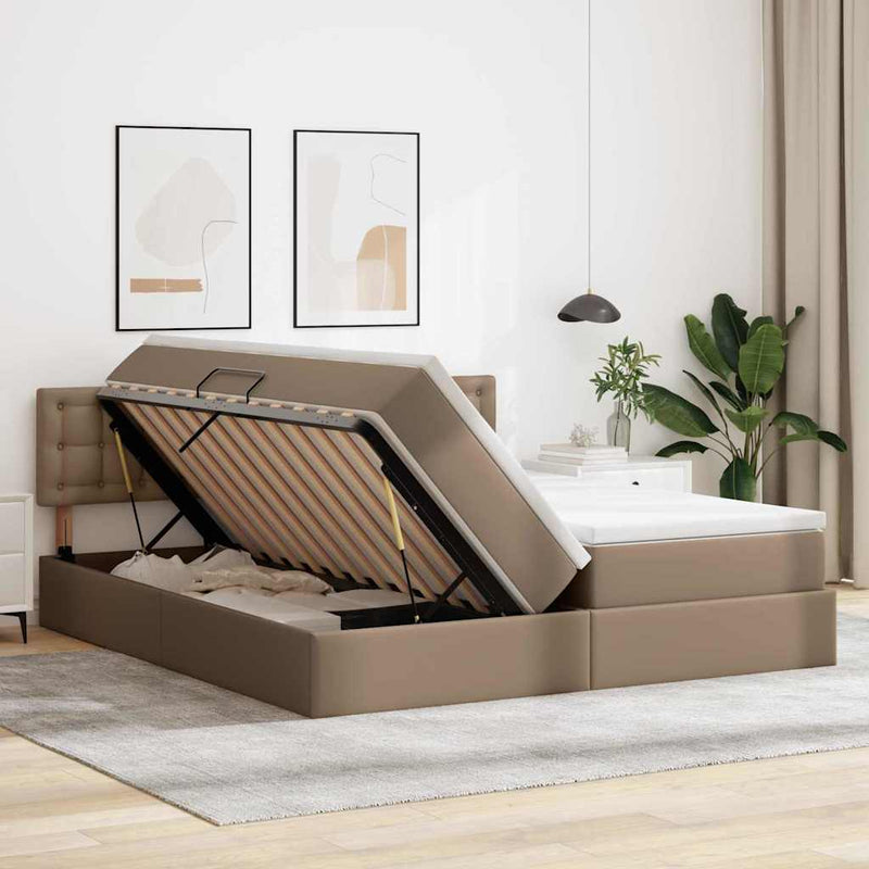 Pat cu storage Cappuccino 180 x 200 cm Piele artificială