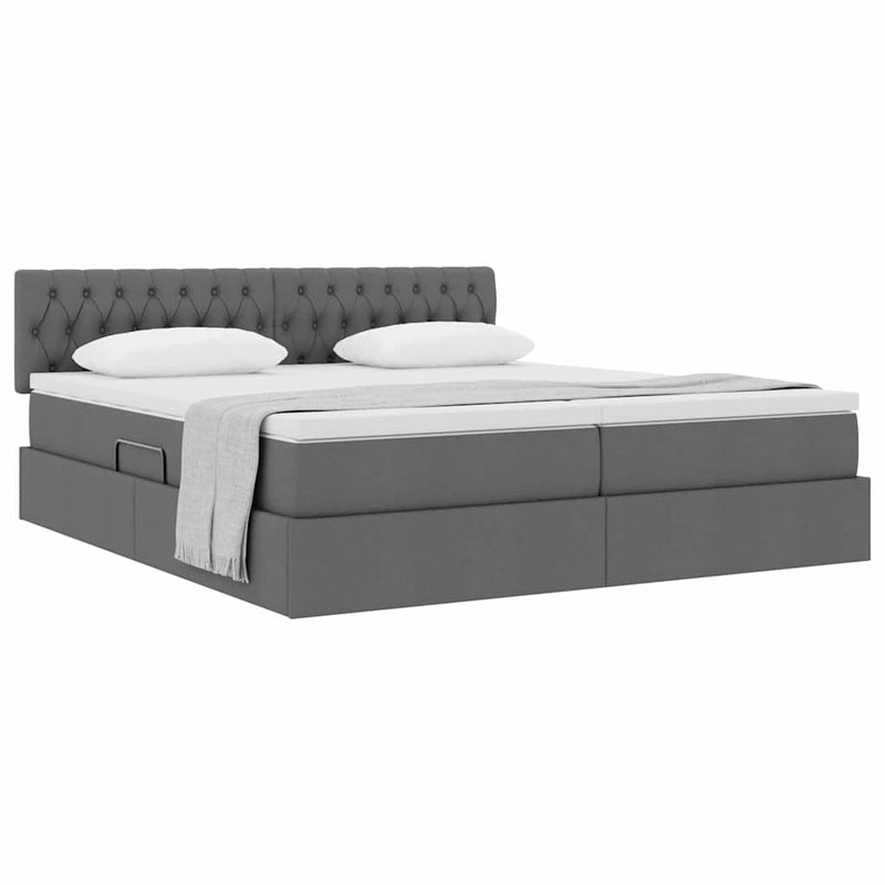 Pat cu storage Gri închis 200 x 200 cm Piele artificială