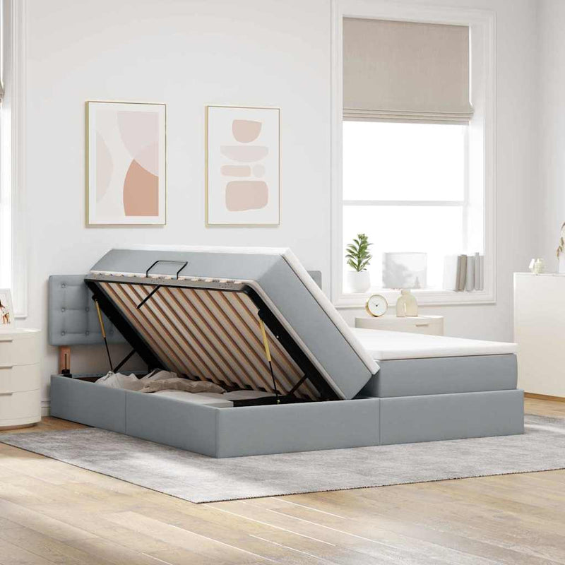 Pat cu storage Gri deschis 180 x 200 cm Piele artificială