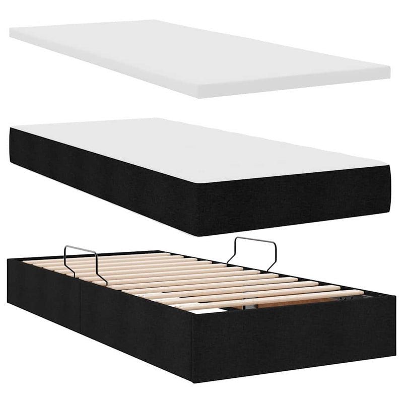 Pat cu storage cu saltea Negru 180 x 200 cm Piele artificială
