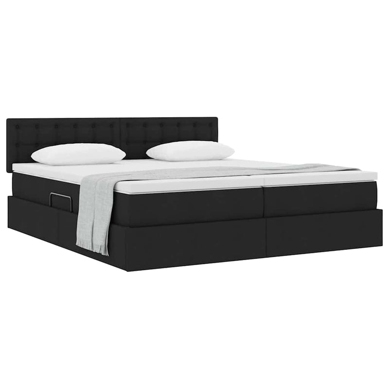 Pat cu storage cu saltea Negru 180 x 200 cm Piele artificială