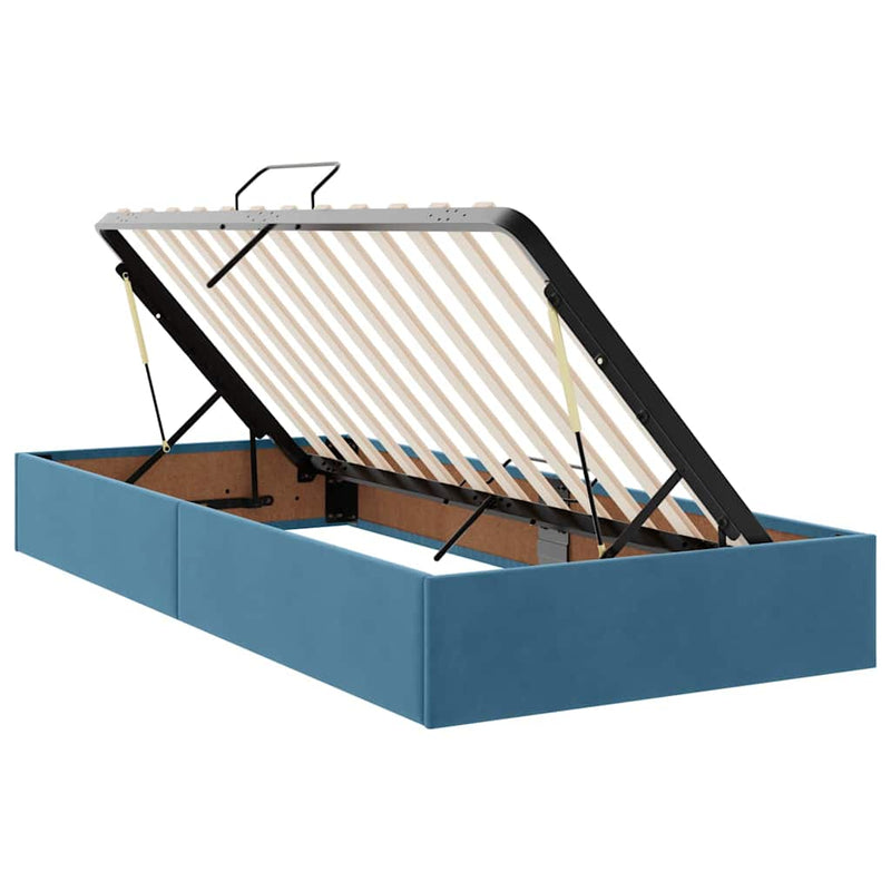 Pat cu storage cu headboard 2 buc. Albastru închis