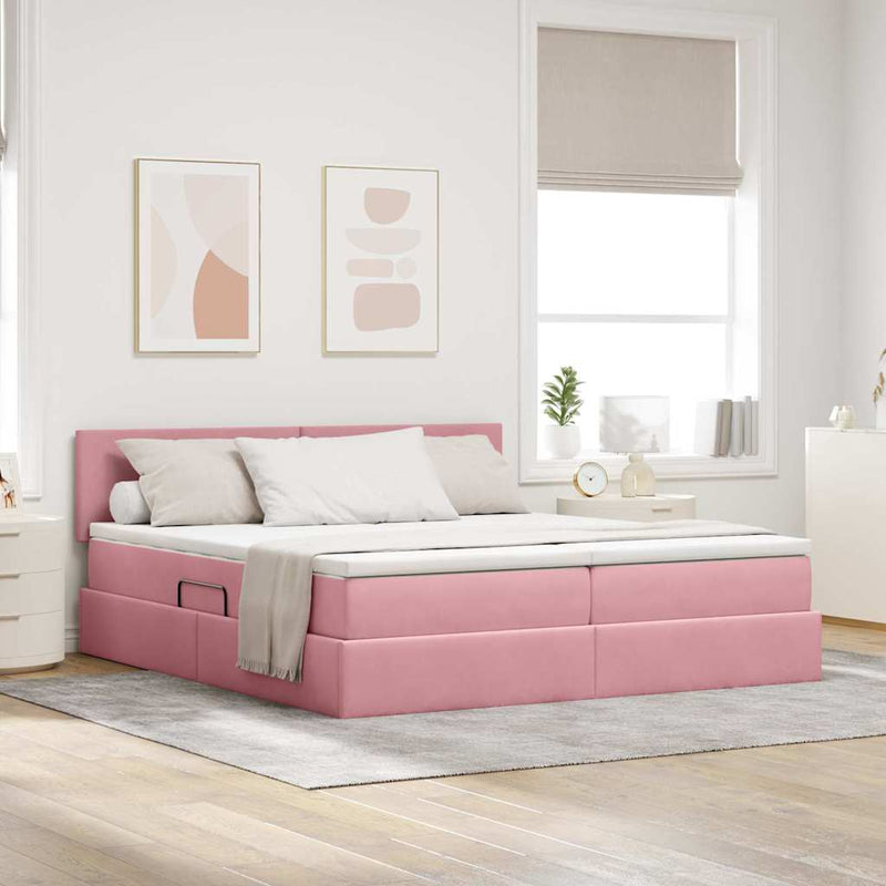Pat cu storage cu headboard 2 buc. Roz