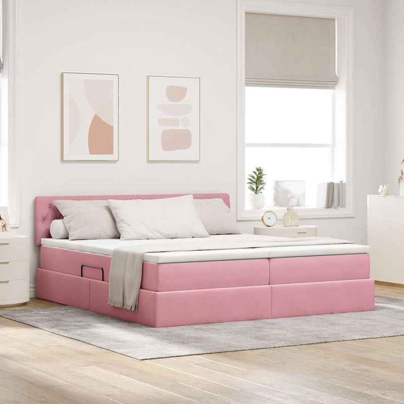 Pat cu storage cu headboard 2 buc. Roz