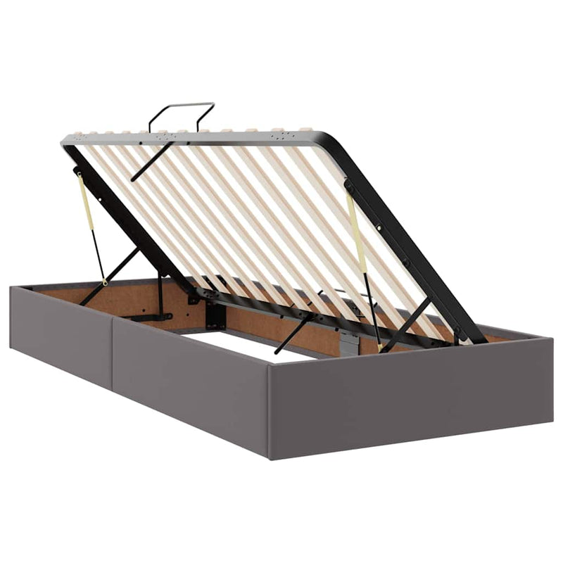 Pat cu storage cu headboard Gri 100 x 200 cm Piele artificială