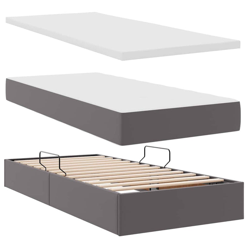 Pat cu storage cu headboard Gri 100 x 200 cm Piele artificială