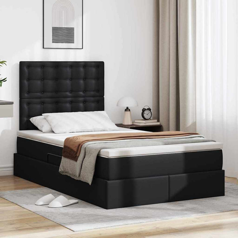 Pat cu storage Negru 120 x 190 cm Piele artificială
