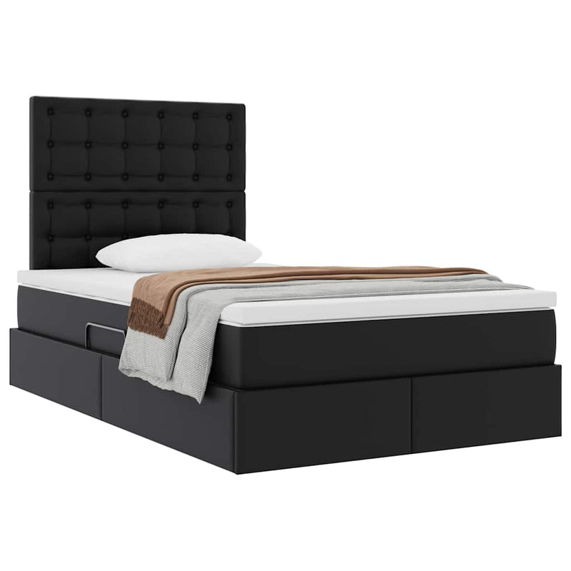 Pat cu storage Negru 120 x 200 cm Piele artificială