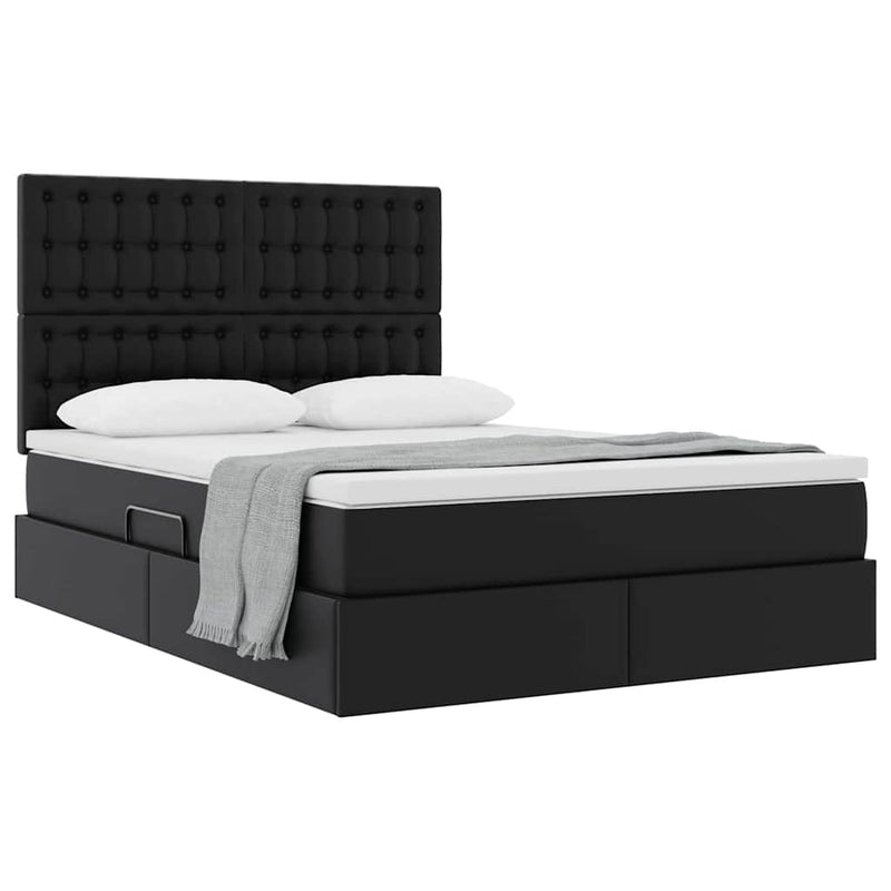 Pat cu storage Negru 140 x 190 cm Piele artificială