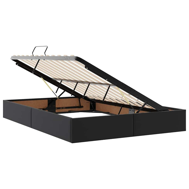 Pat cu storage Negru 140 x 200 cm Piele artificială