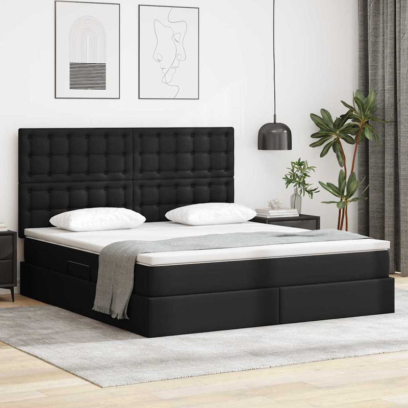 Pat cu storage Negru 160 x 200 cm Piele artificială