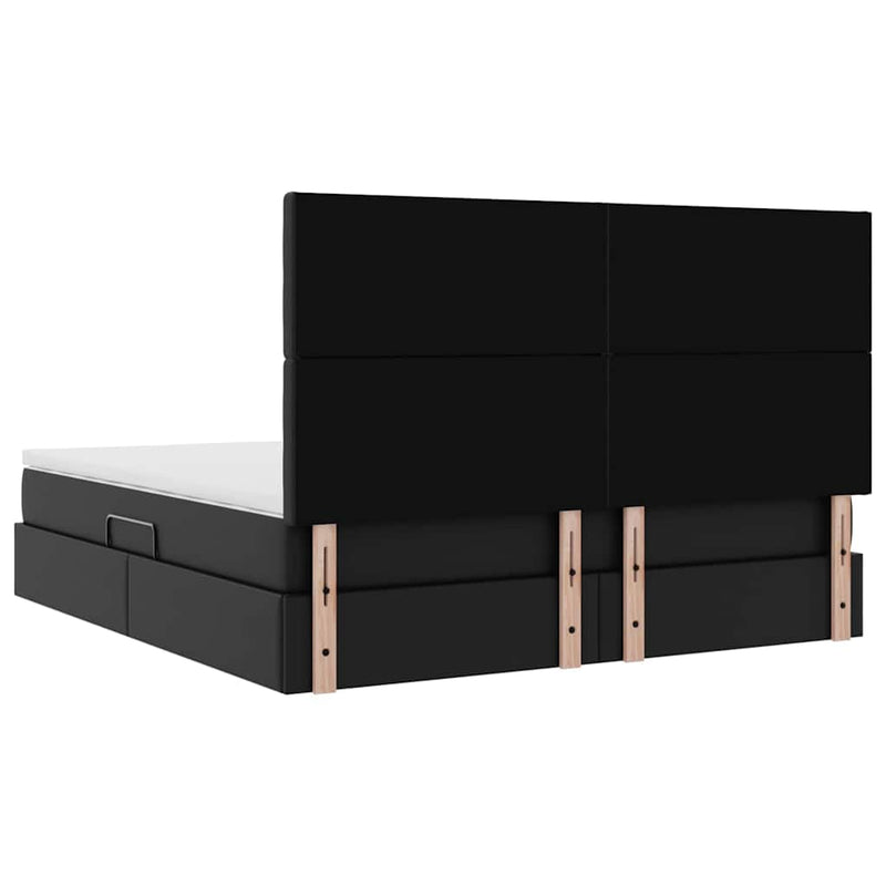 Pat cu storage Negru 160 x 200 cm Piele artificială
