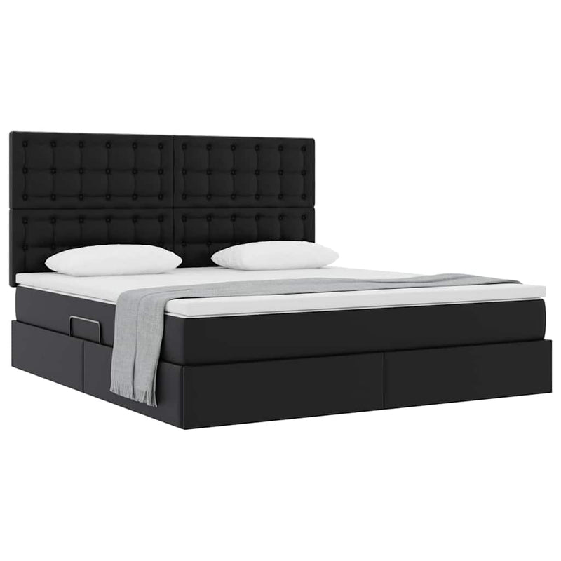 Pat cu storage Negru 160 x 200 cm Piele artificială