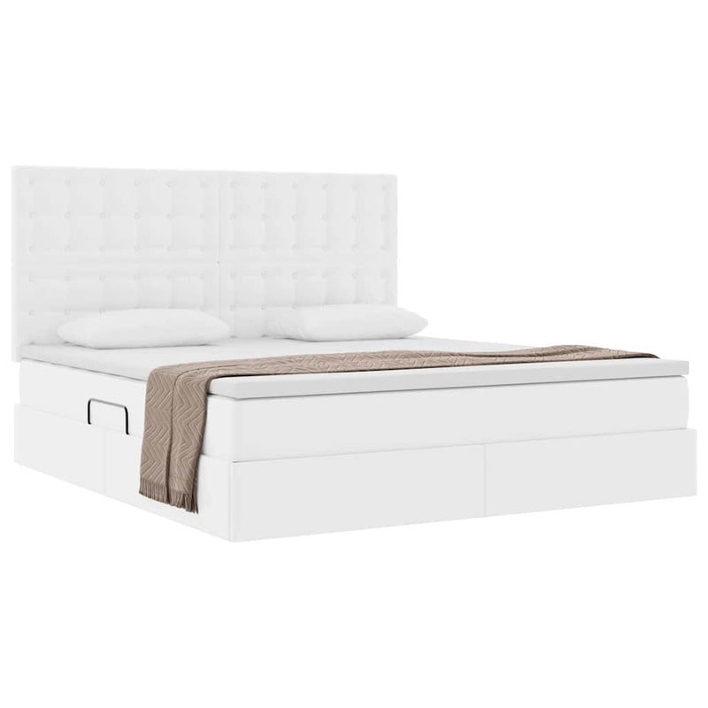 Pat cu storage Alb pur 160 x 200 cm Piele artificială