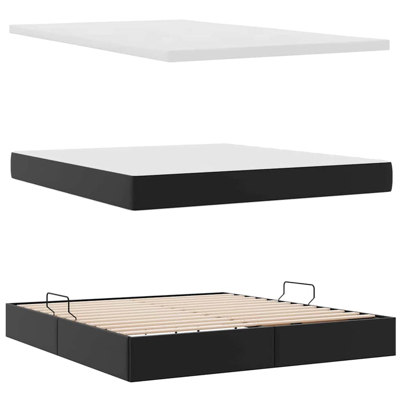 Pat cu storage Negru 180 x 200 cm Piele artificială