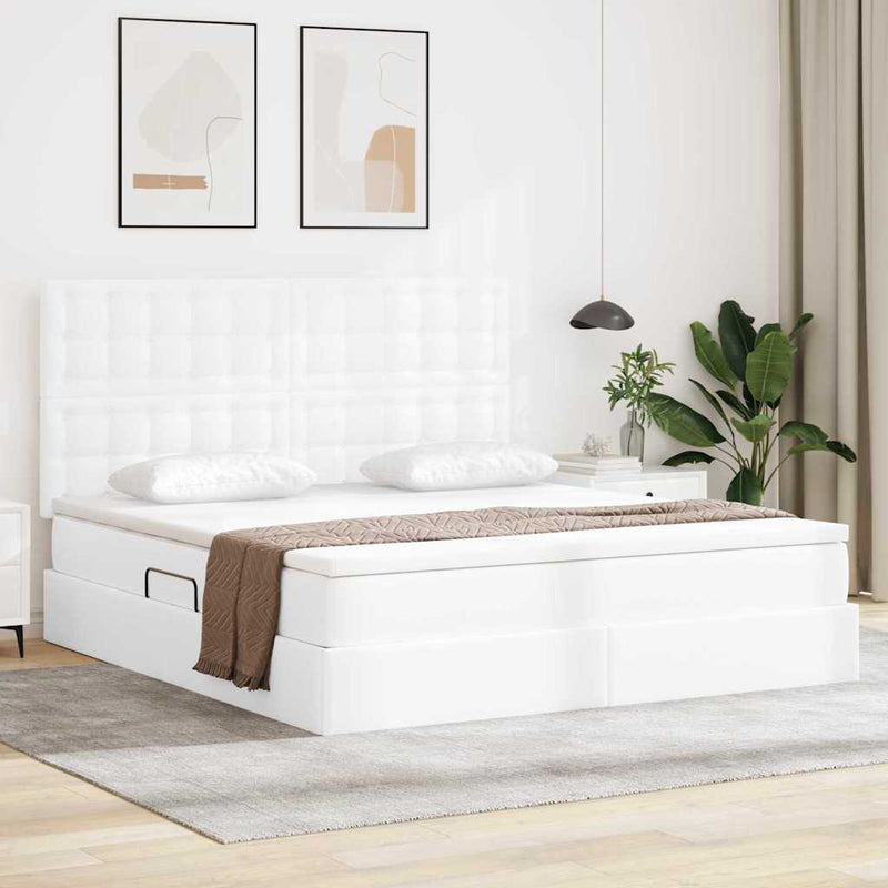 Pat cu storage Alb pur 180 x 200 cm Piele artificială
