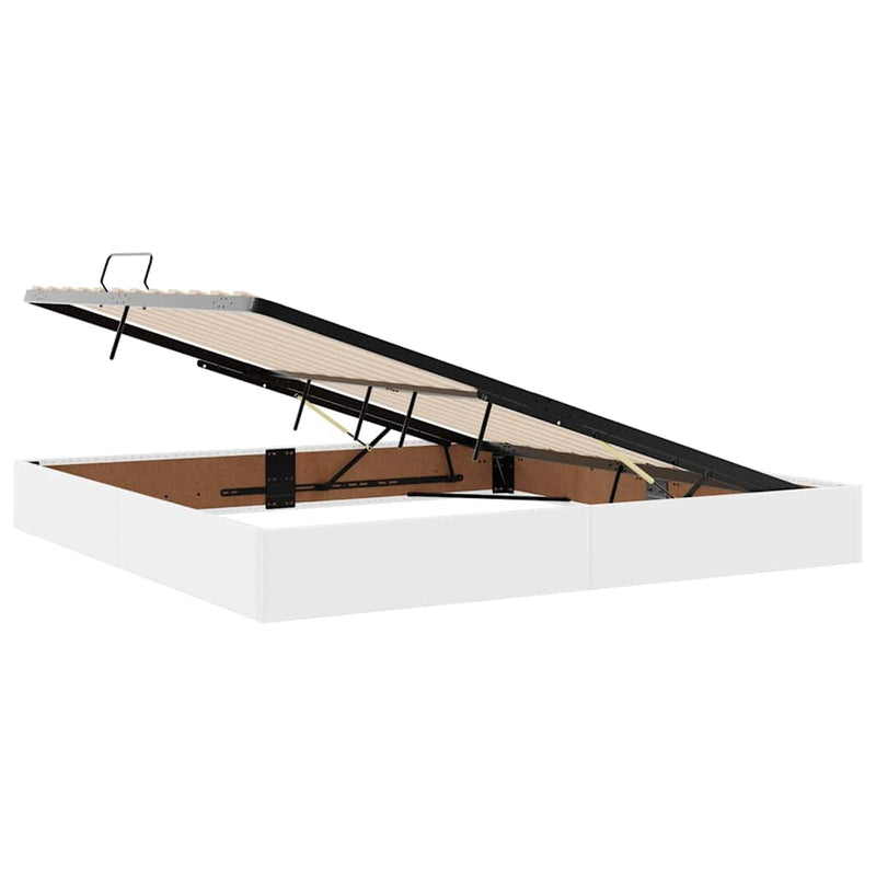 Pat cu storage Alb pur 200 x 200 cm Piele artificială