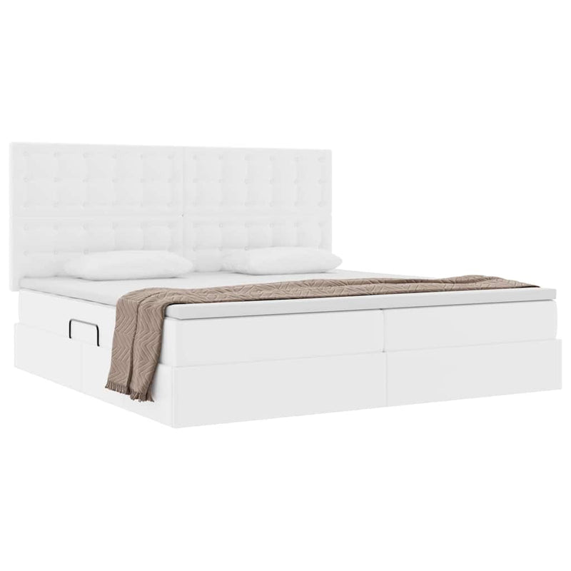 Pat cu storage Alb pur 200 x 200 cm Piele artificială