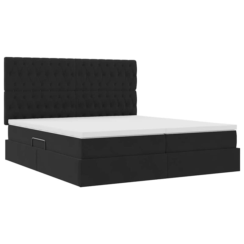 Pat cu storage cu headboard Negru 180 x 200 cm Catifea