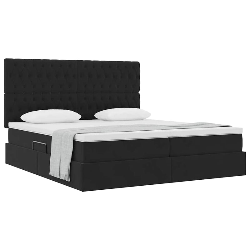 Pat cu storage cu headboard Negru 180 x 200 cm Catifea