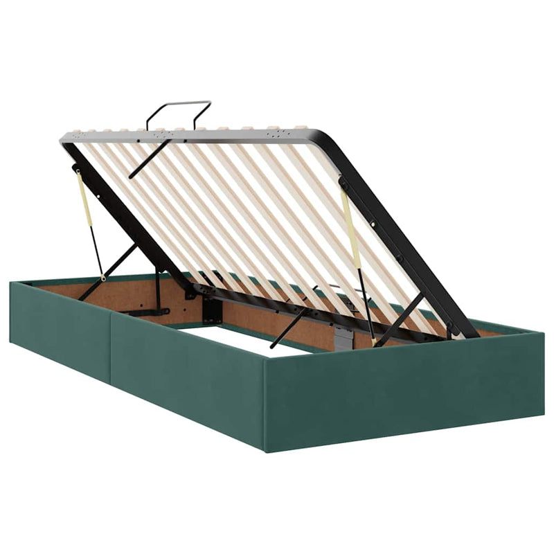 Pat cu storage cu headboard Verde închis 200 x 200 cm Catifea