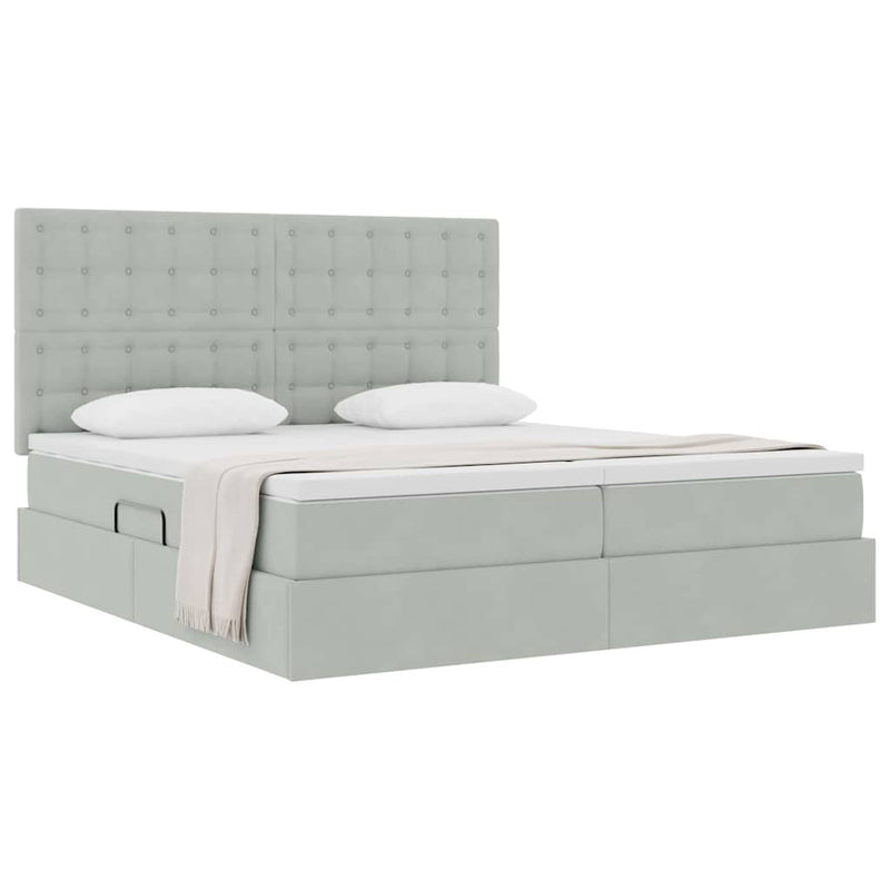 Pat cu storage cu headboard Gri deschis 180 x 200 cm Catifea