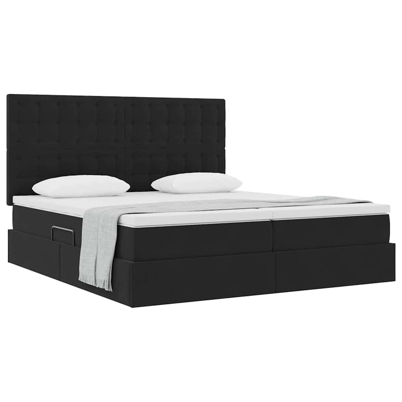 Pat cu storage cu headboard Negru 180 x 200 cm Catifea