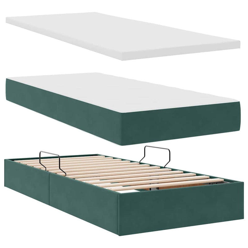 Pat cu storage cu headboard Verde închis 180 x 200 cm Catifea