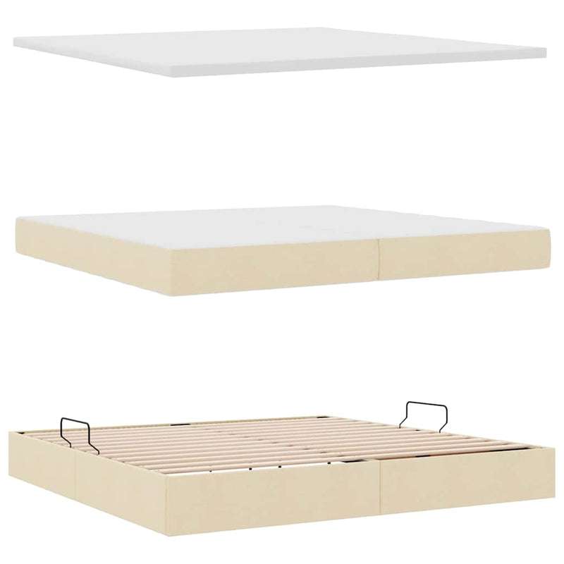 Pat cu LED și saltea Creme 200 x 200 cm Țesătură
