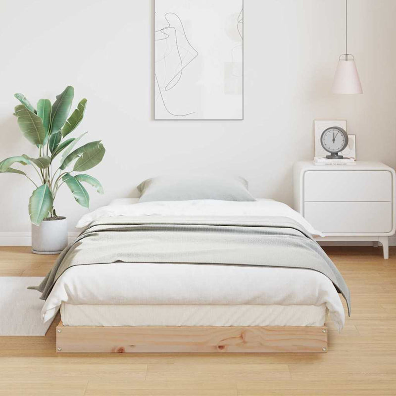 Cadru de pat la sol natural 100 x 220 cm Lemn de pin masiv