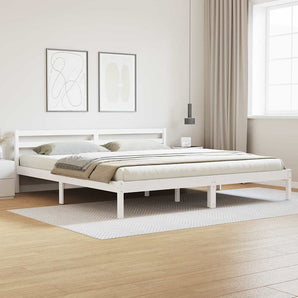 Cadru de pat Alb 215,5 x 185,5 x 69,5 cm Lemn de pin masiv
