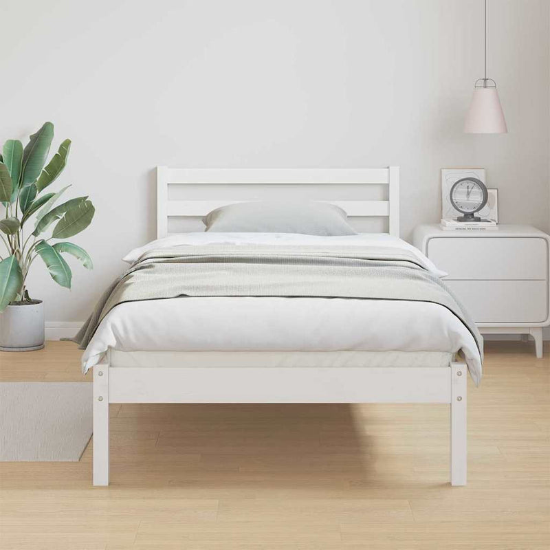 Cadru de pat Alb 225,5 x 105,5 x 69,5 cm Lemn de pin masiv