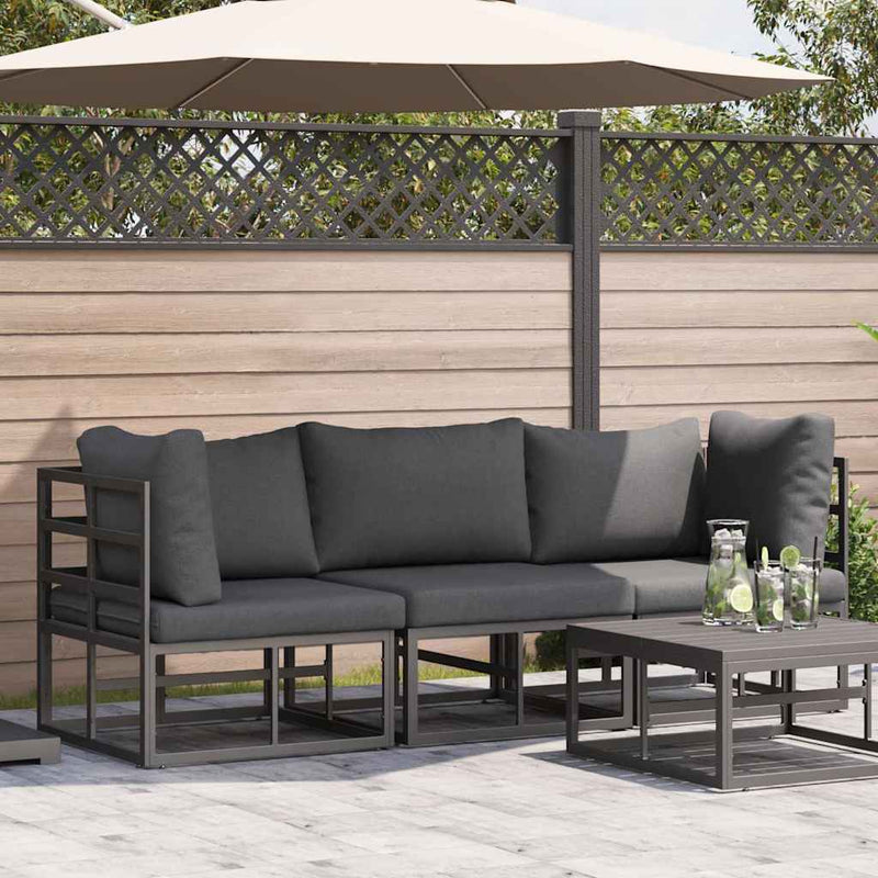3 buc. Mobilier pentru Exterior Metal Negru și antracit