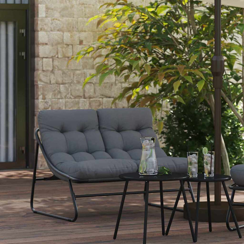 Mobilier de grădină Negru Oțel vopsit electrostatic