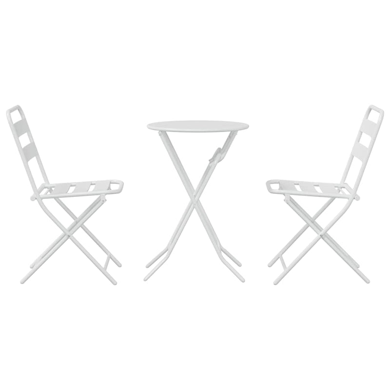 Set Bistro de Grădină 3 buc. Alb Oțel
