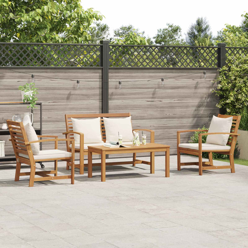 Set de canapele pentru grădină 4 buc. natural Lemn solid de tec