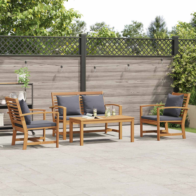Set de canapele pentru grădină 4 buc. natural Lemn solid de tec