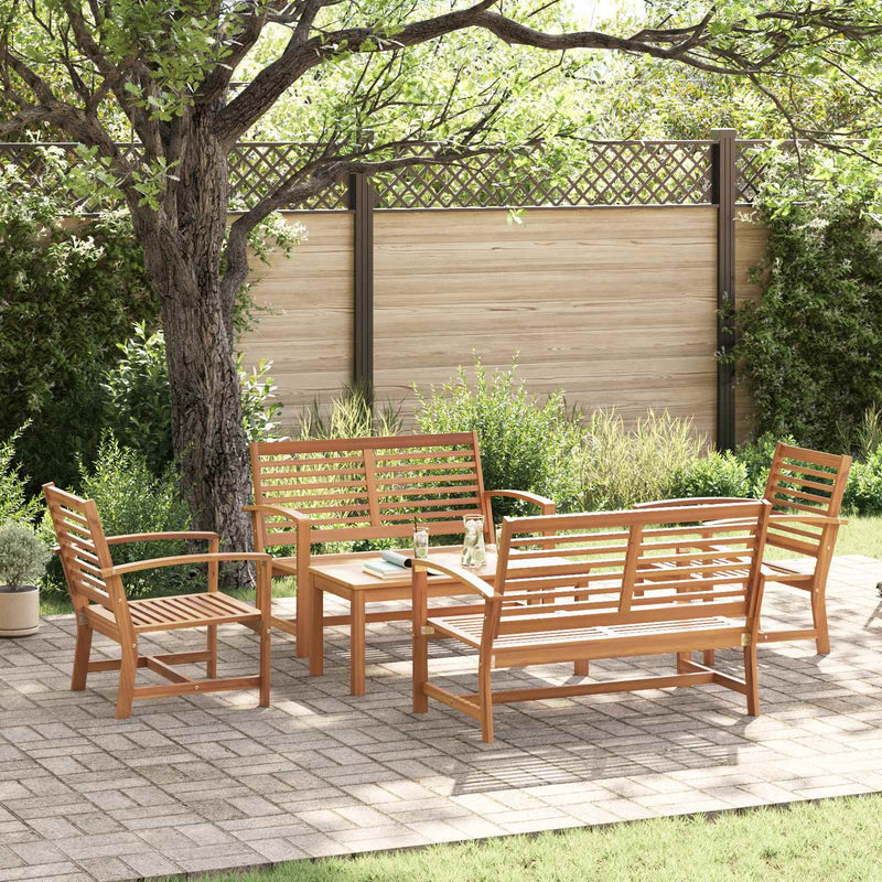 Set de canapele pentru grădină 5 buc. natural Lemn solid de tec