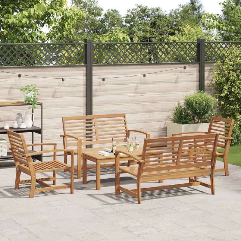 Set de canapele pentru grădină 5 buc. natural Lemn solid de tec