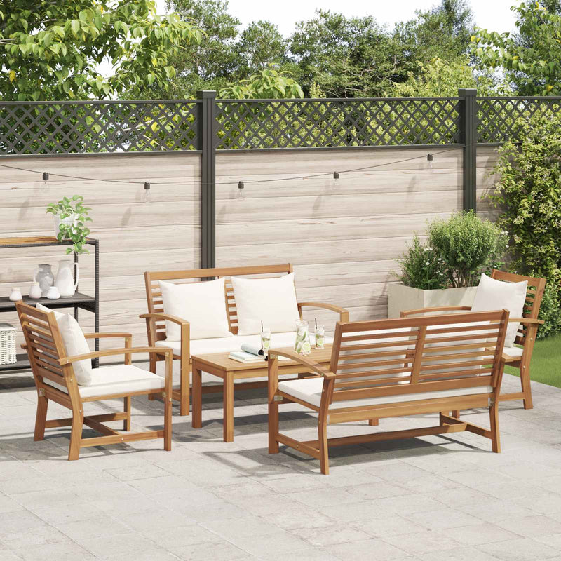 Set de canapele pentru grădină 5 buc. natural Lemn solid de tec