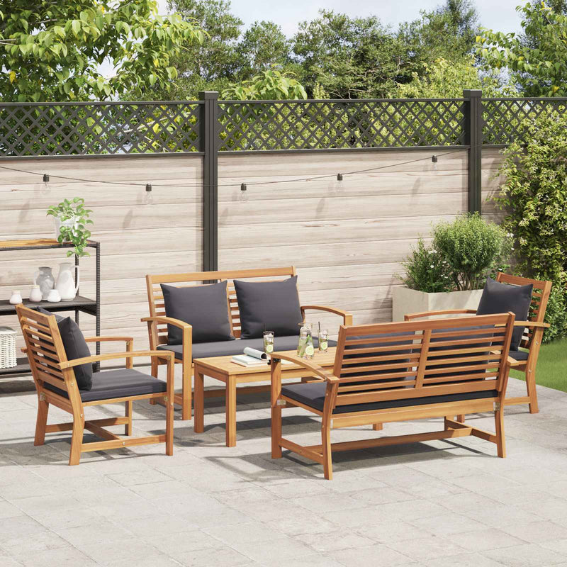 Set de canapele pentru grădină 5 buc. natural Lemn solid de tec