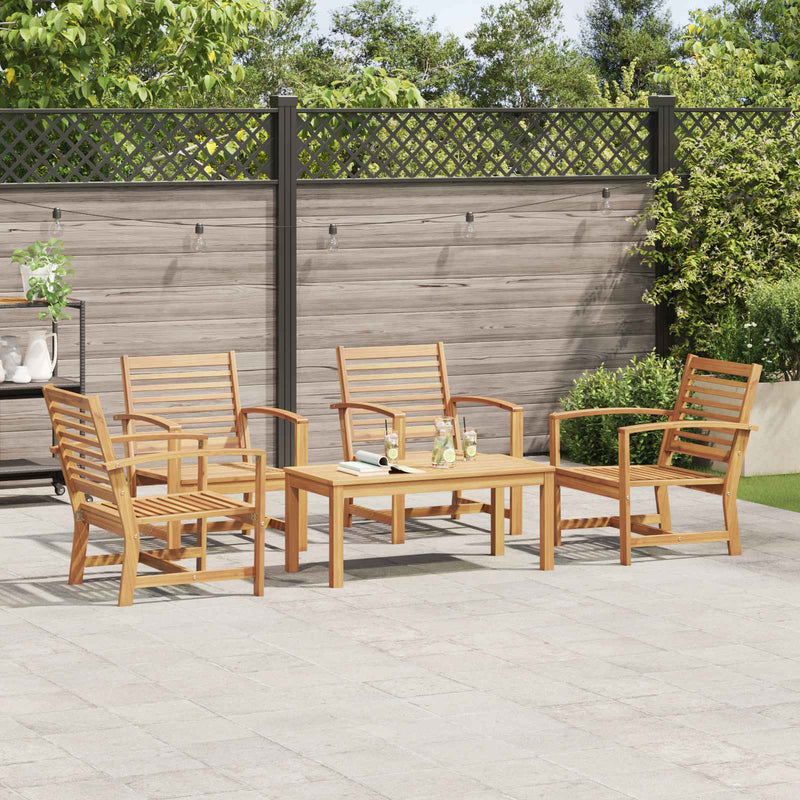 Set de canapele pentru grădină 5 buc. natural Lemn solid de tec